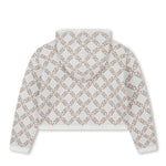 Michael Kors Kids Cardigan con Cappuccio Bianca e Logo All Over per Bambine