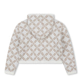 Michael Kors Kids Cardigan con Cappuccio Bianca e Logo All Over per Bambine