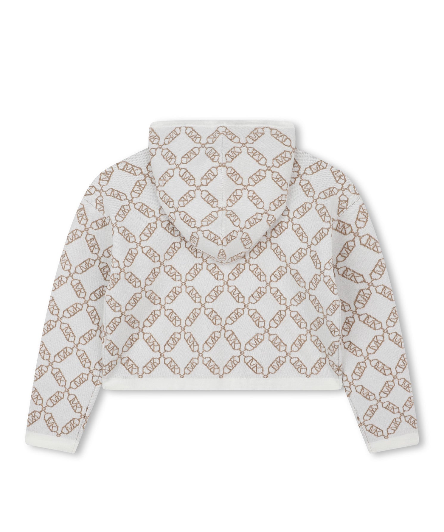 Michael Kors Kids Cardigan con Cappuccio Bianca e Logo All Over per Bambine