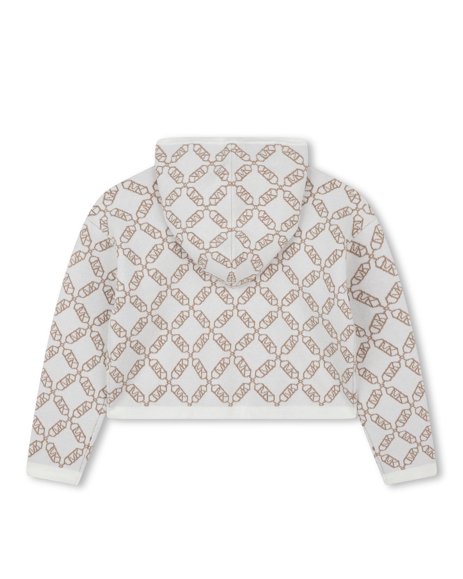 Michael Kors Kids Cardigan con Cappuccio Bianca e Logo All Over per Bambine