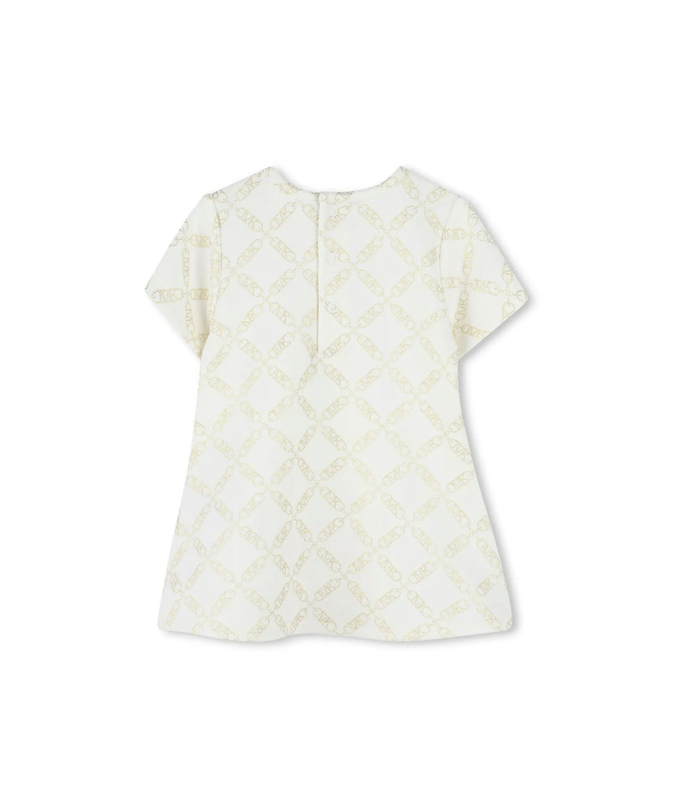Michael Kors Kids Abito Ecrù Logo All Over per Neonate (retro)