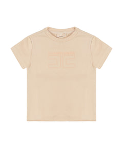 Elisabetta Franchi La Mia Bambina T-Shirt Rosa con Logo Ricamato per Neonate