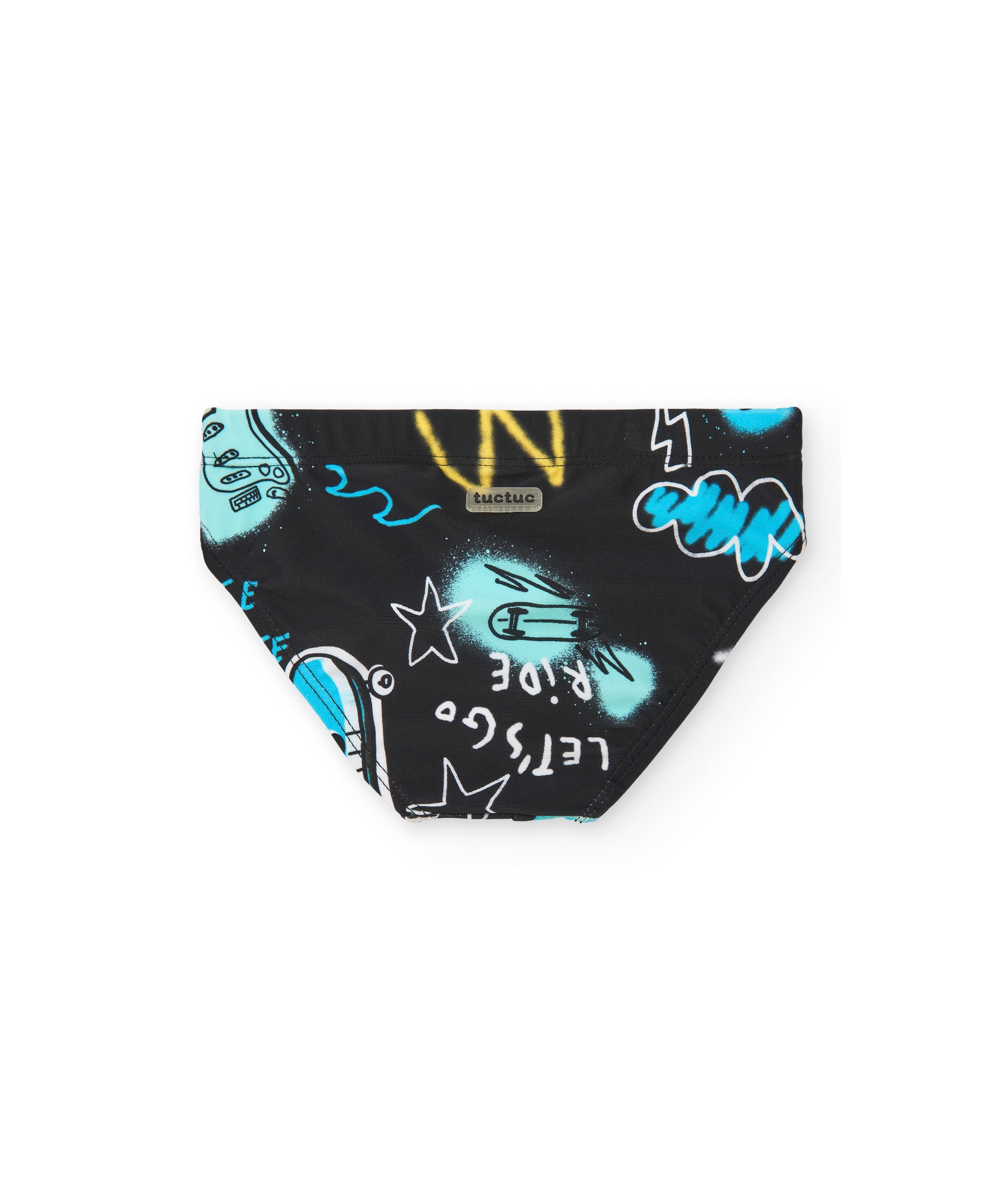 Tuc Tuc Costume Slip Nero con Stampa per Neonati