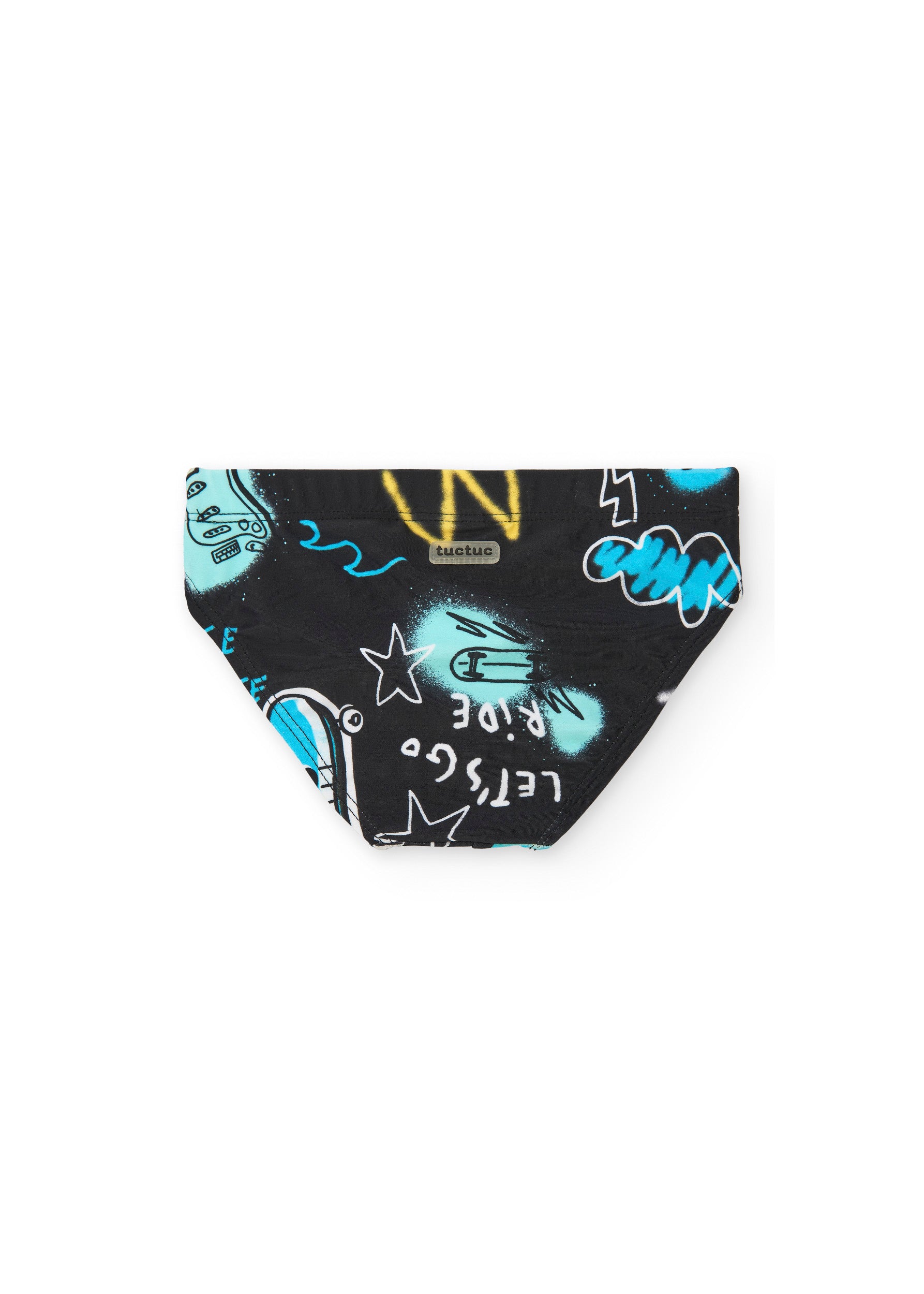 Tuc Tuc Costume Slip Nero con Stampa per Neonati