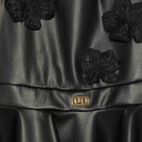 Elisabetta Franchi My Little Girl Black Dress with Flower Applique for Little Girls