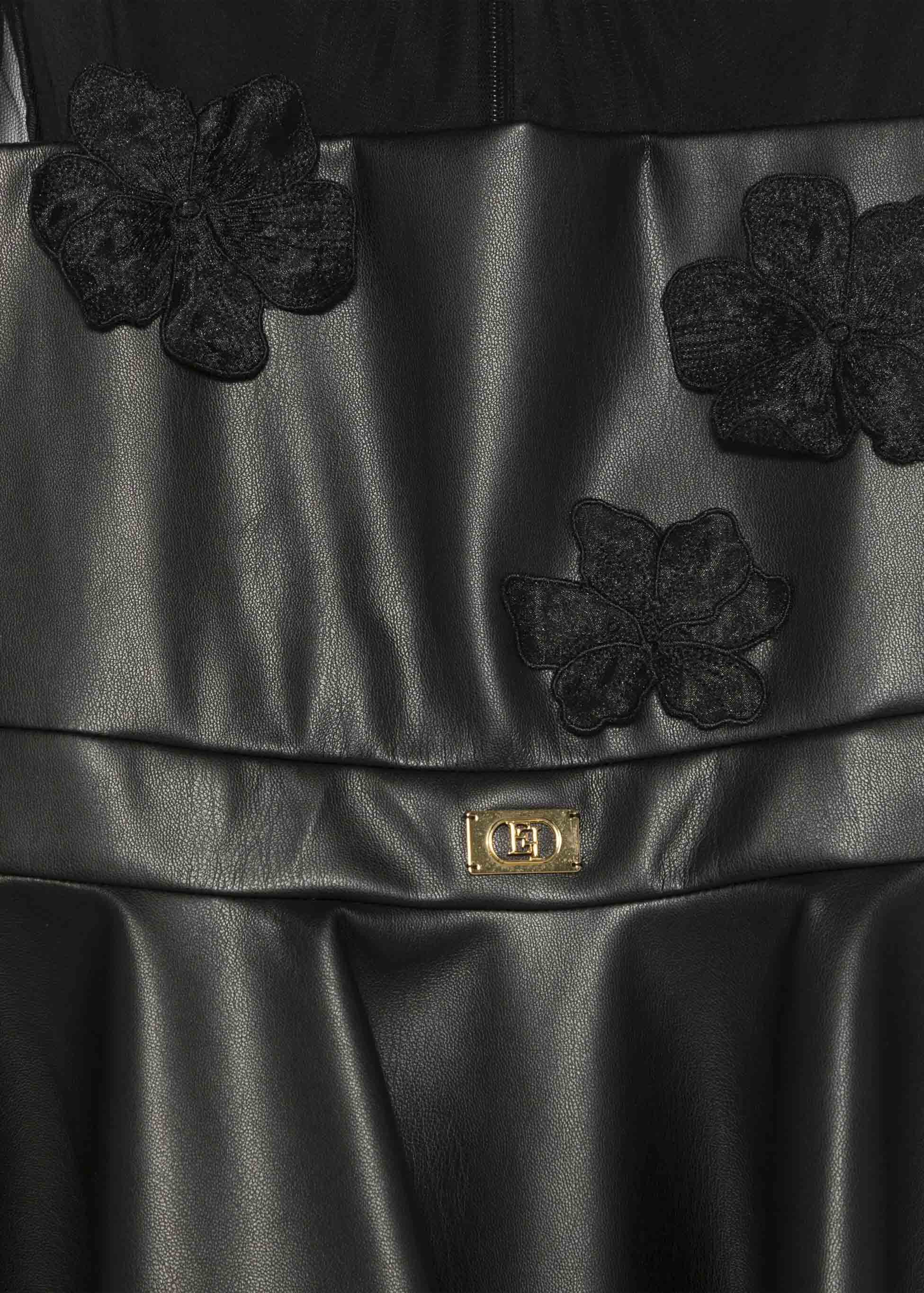 Elisabetta Franchi La Mia Bambina Abito Nero con Applicazione Fiori per Bambine