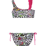 F**K Kids Costume Monospalla Leopardato Multicolor per Bambine
