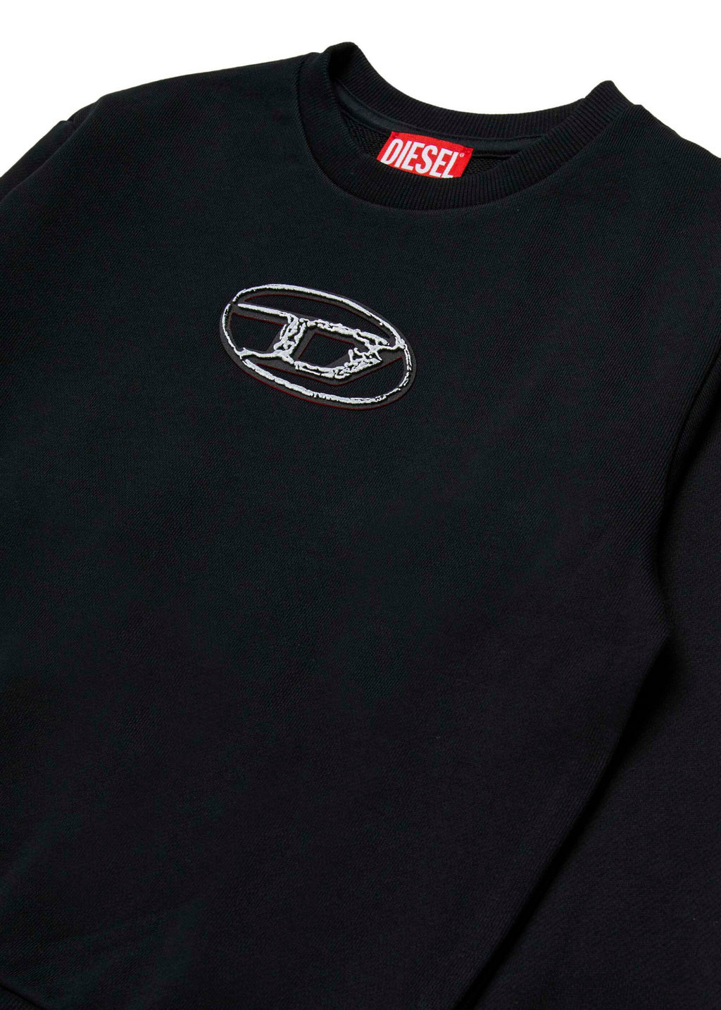Diesel Kids Felpa Girocollo Nera Oval D per Bambini