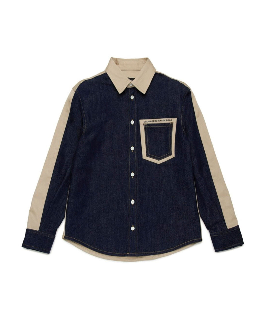 Dsquared2 Kids Camicia Beige in Gabardina per Bambini