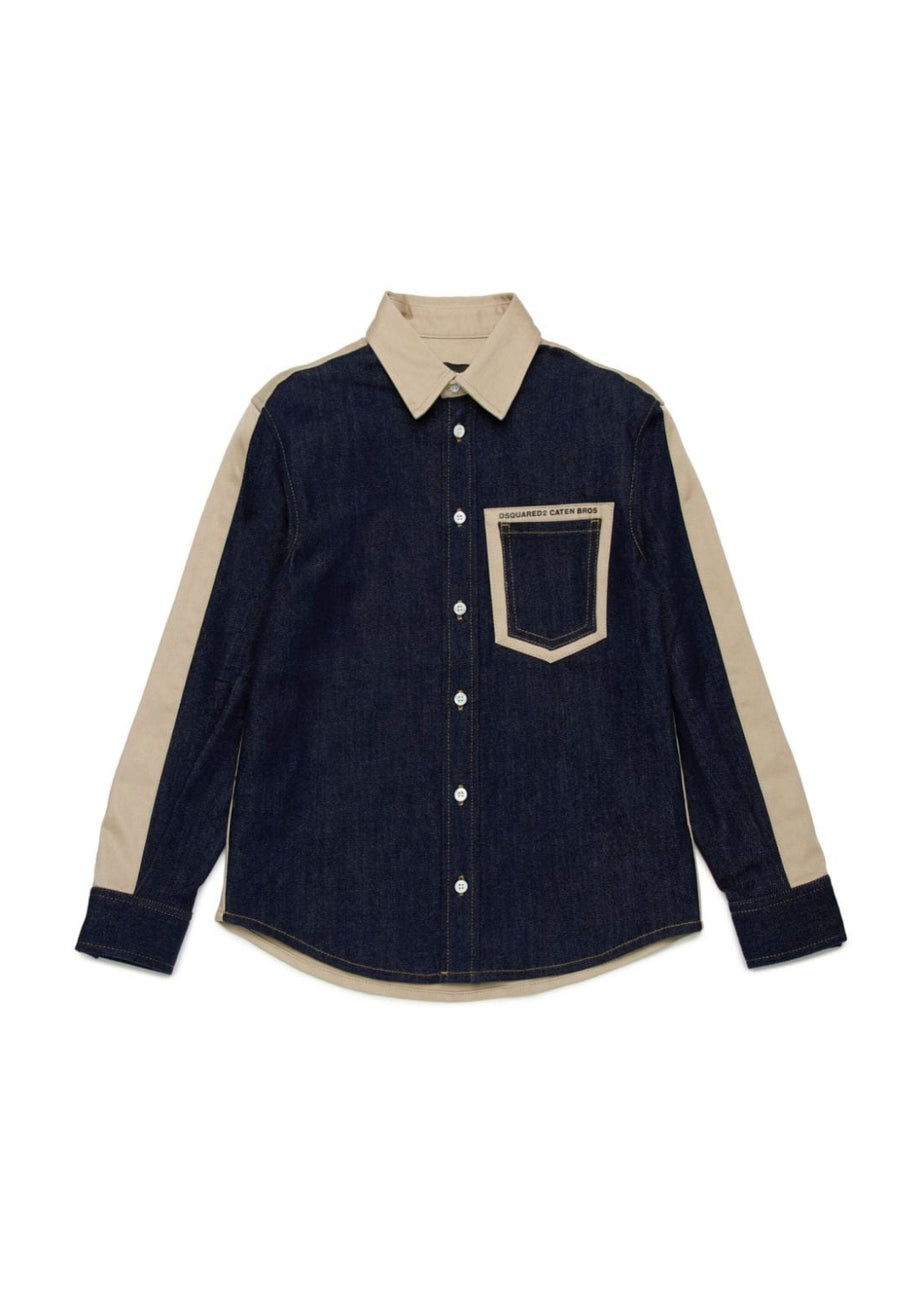 Dsquared2 Kids Camicia Beige in Gabardina per Bambini