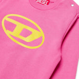 Diesel Kids Felpa Girocollo Fucsia con Logo Oval D per Neonate