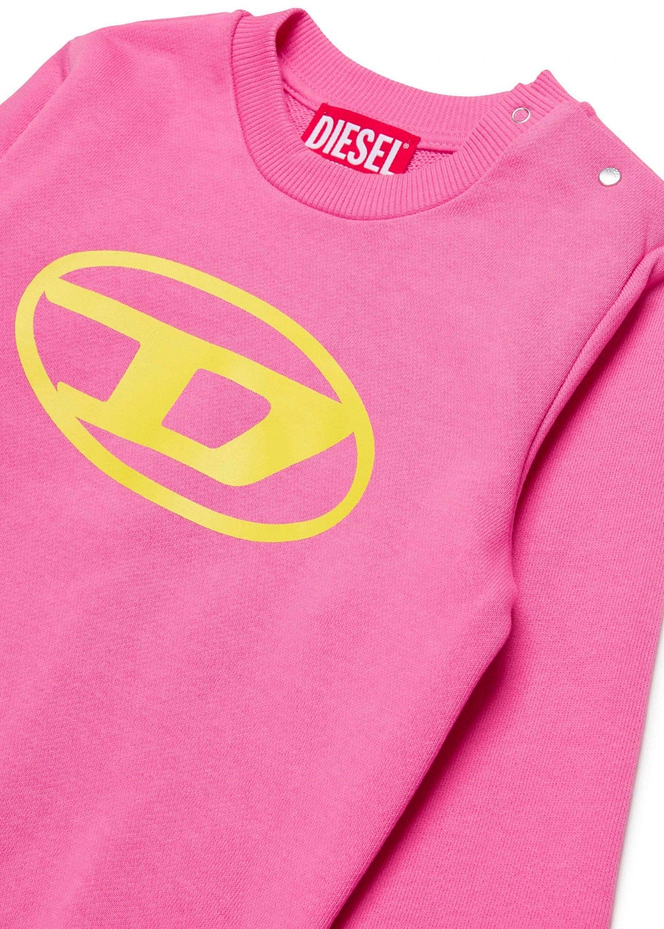 Diesel Kids Felpa Girocollo Fucsia con Logo Oval D per Neonate