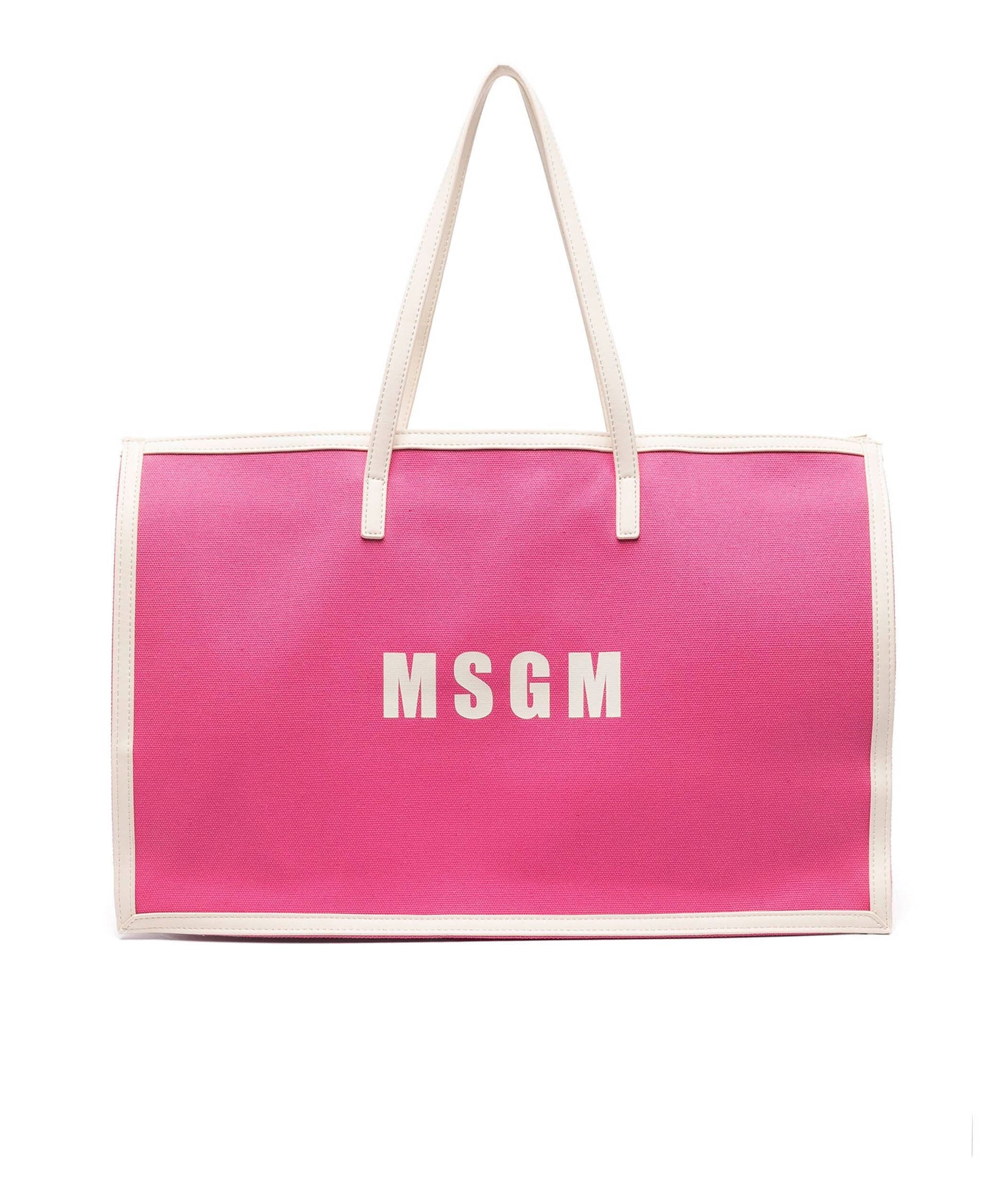 MSGM Kids Borsa Fucsia Tote Grande con Stampa Florence Kids (fronte)