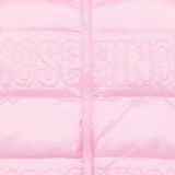 Moschino Kids Giubbino Rosa con Intarso Logo per Bambine (dettaglio)
