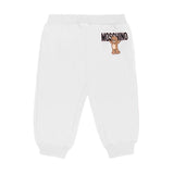 Moschino Kids Pantaloni in Felpa Panna con Logo per Neonati