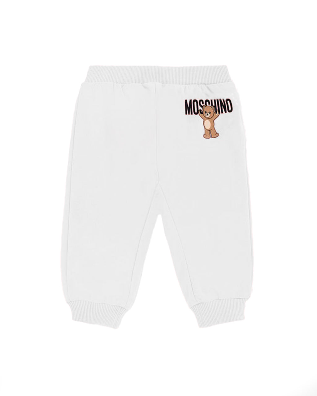 Moschino Kids Pantaloni in Felpa Panna con Logo per Neonati