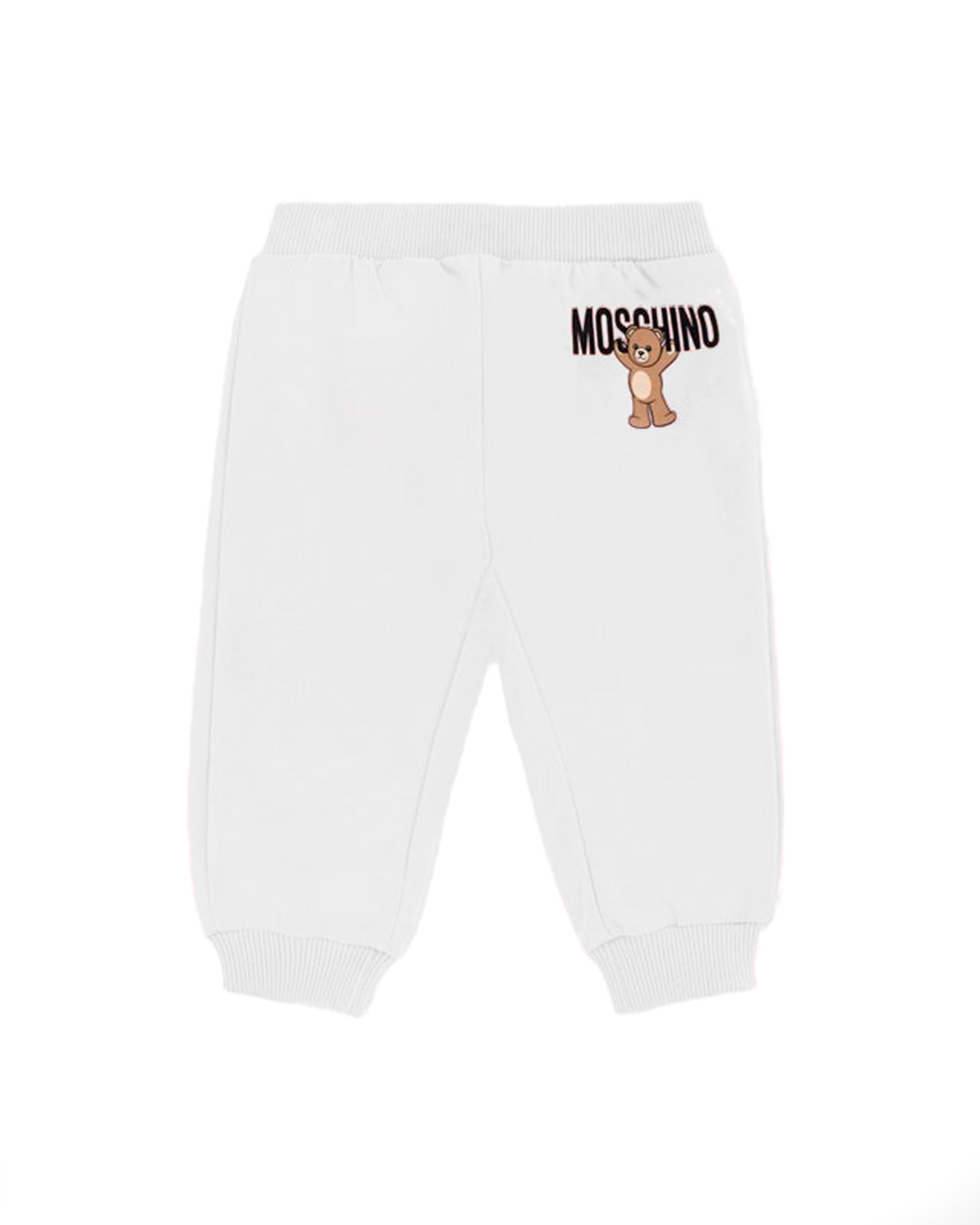 Moschino Kids Pantaloni in Felpa Panna con Logo per Neonati