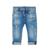 Dsquared2 Kids Jeans Blu con Lavaggio "Vernice" per Neonati