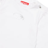 Diesel Kids T-shirt Maniche Lunghe Bianca con Logo Strass per Neonate (dettaglio)