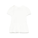 Moschino Kids Abito Bianco con Stampa e Ruches per Neonate