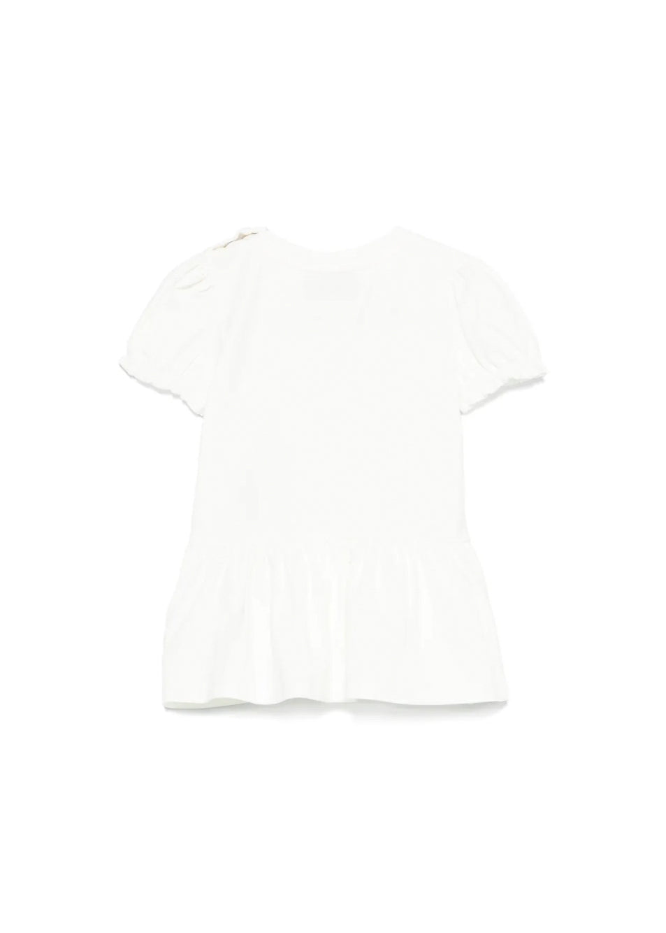 Moschino Kids Abito Bianco con Stampa e Ruches per Neonate
