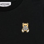 Moschino Kids T-Shirt Nera con Ricamo Teddy per Bambini