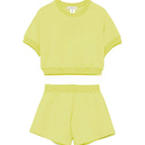 Twinset Kids T-shirt con Shorts in Felpa Giallo per Bambine