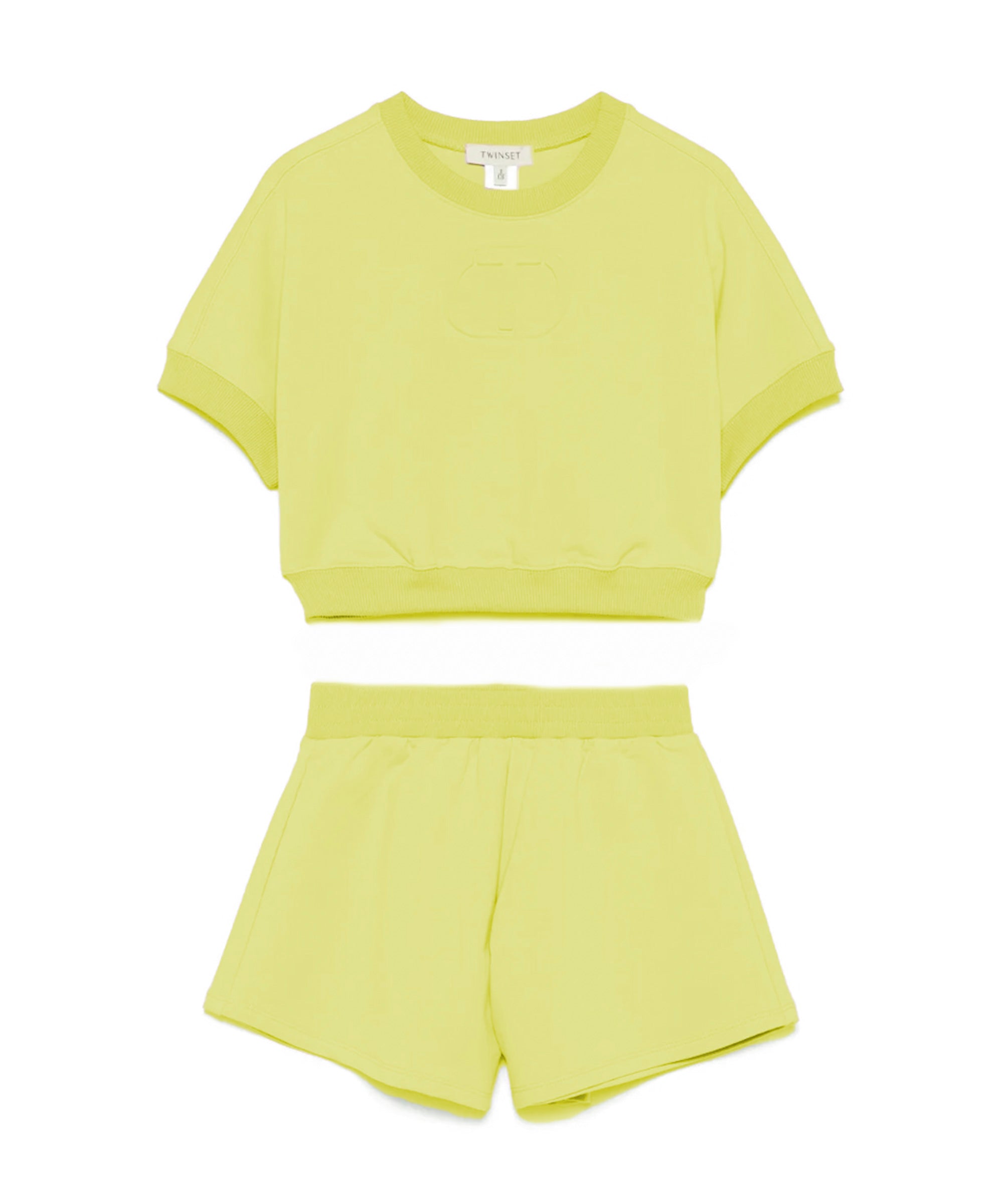 Twinset Kids T-shirt con Shorts in Felpa Giallo per Bambine