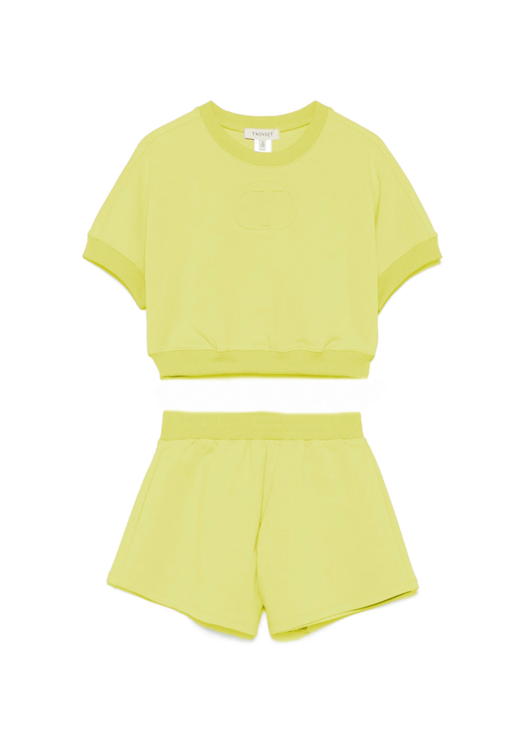 Twinset Kids T-shirt con Shorts in Felpa Giallo per Bambine