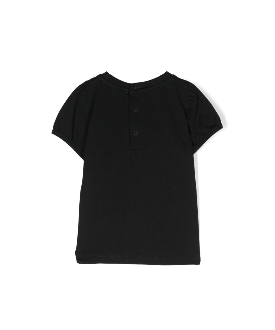 Moschino Kids T-Shirt Nera con Stampa per Neonata (retro)