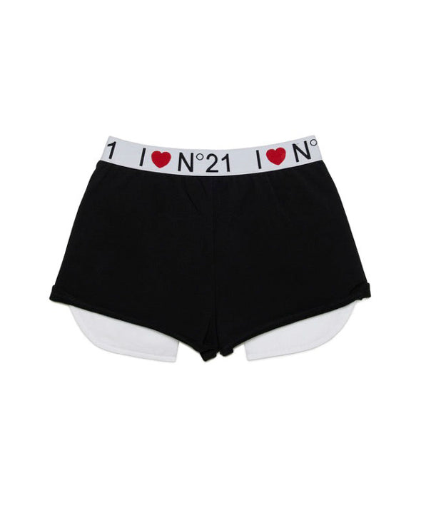 N°21 Kids Short in Felpa Nero