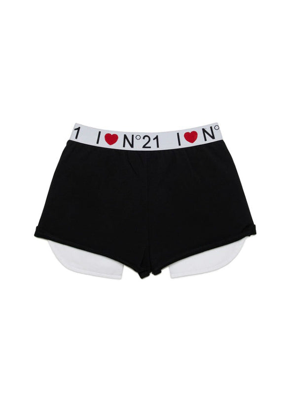 N°21 Kids Short in Felpa Nero