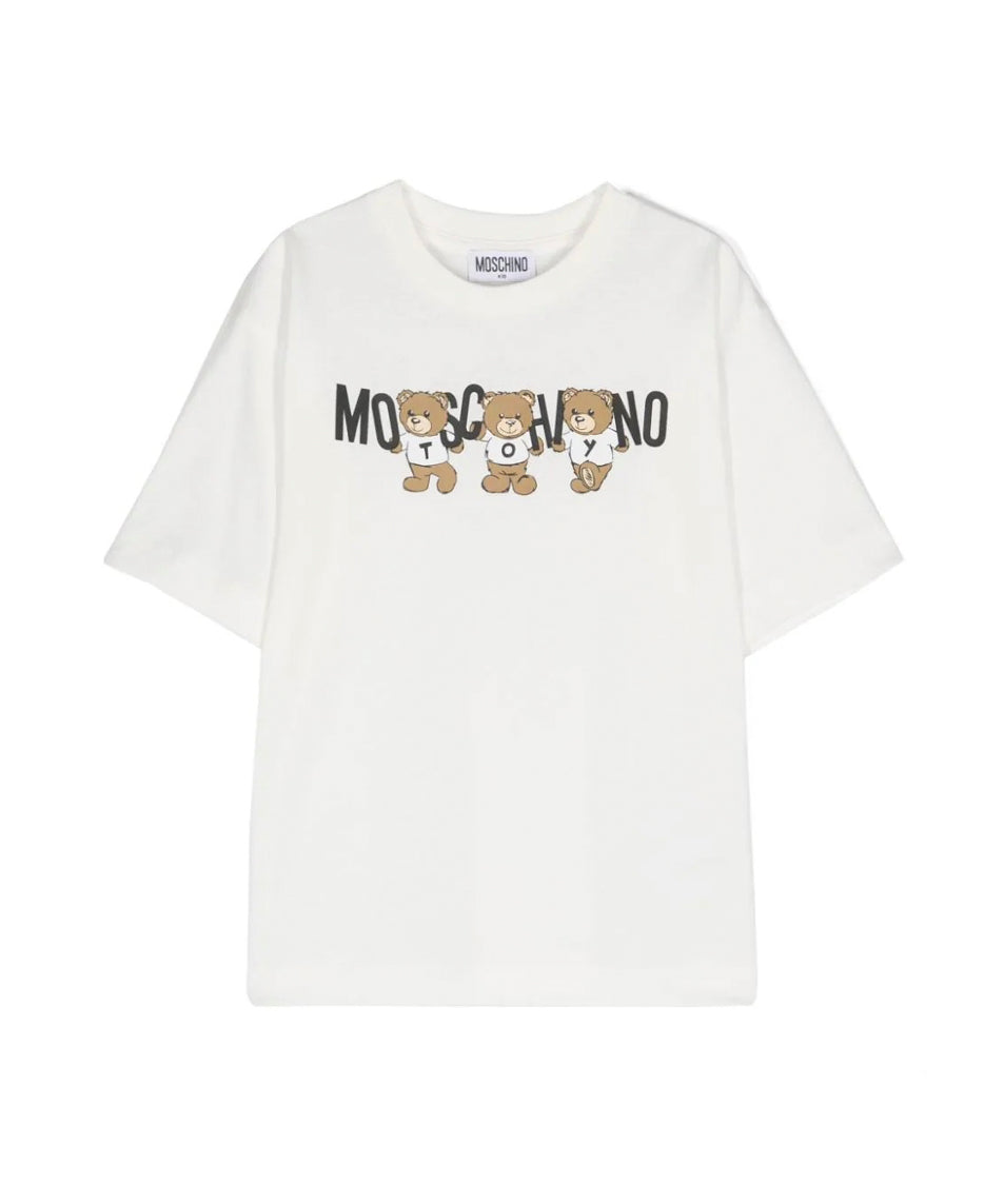 Moschino Kids T-Shirt Panna con Teddy Bear per Bambine
