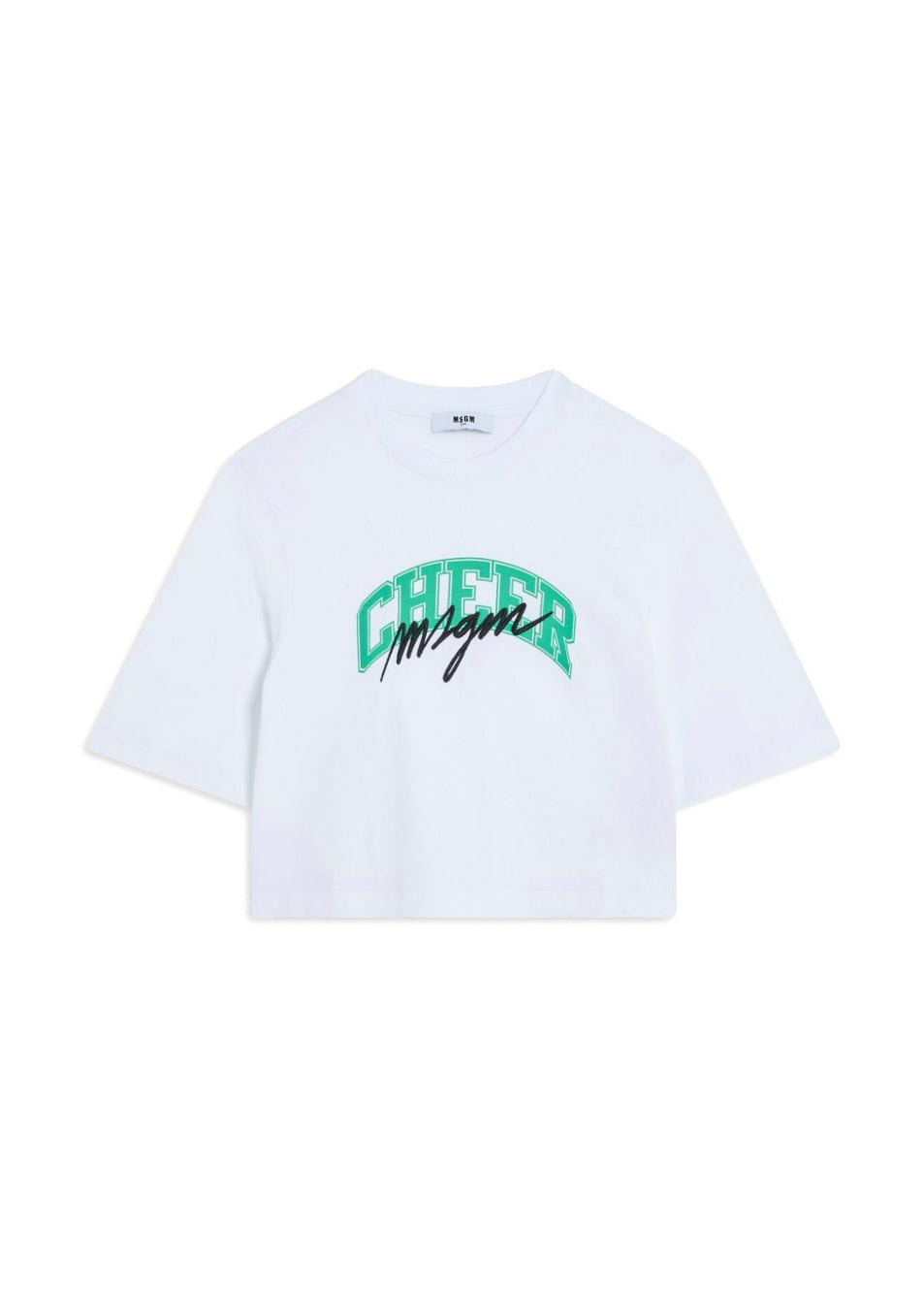 MSGM Kids T-Shirt Crop Bianca Cheer per Bambine