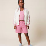 Gcds Kids Giubbino Bianco con Ricamo Floreale per Bambine