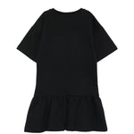 Moschino Kids Abito Nero con Gonna Rouches e Logo Teddy Bear per Bambine