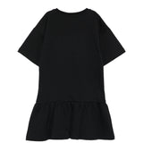 Moschino Kids Abito Nero con Gonna Rouches e Logo Teddy Bear per Bambine