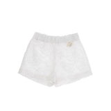 Blumarine Kids Bermuda Bianco con Effetto Pizzo Floreale per Neonate