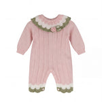Marlu Tutina Panna con Dettagli Rosa/Verde e Ricamo Fiore per Neonate