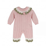 Marlu Tutina Panna con Dettagli Rosa/Verde e Ricamo Fiore per Neonate
