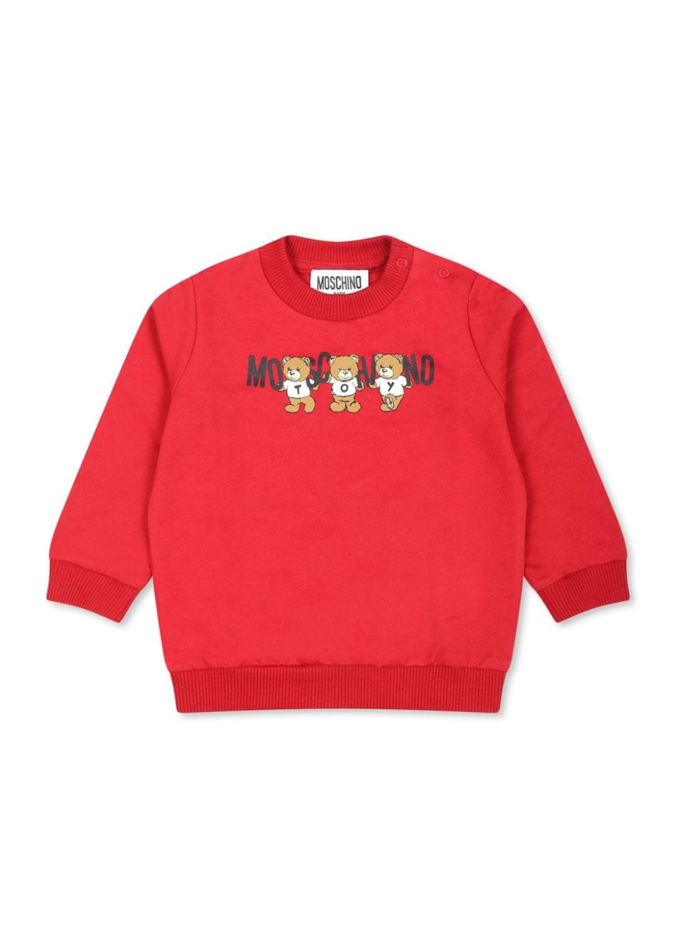 Moschino Kids Felpa Rossa con Logo Teddy Bear per Neonati