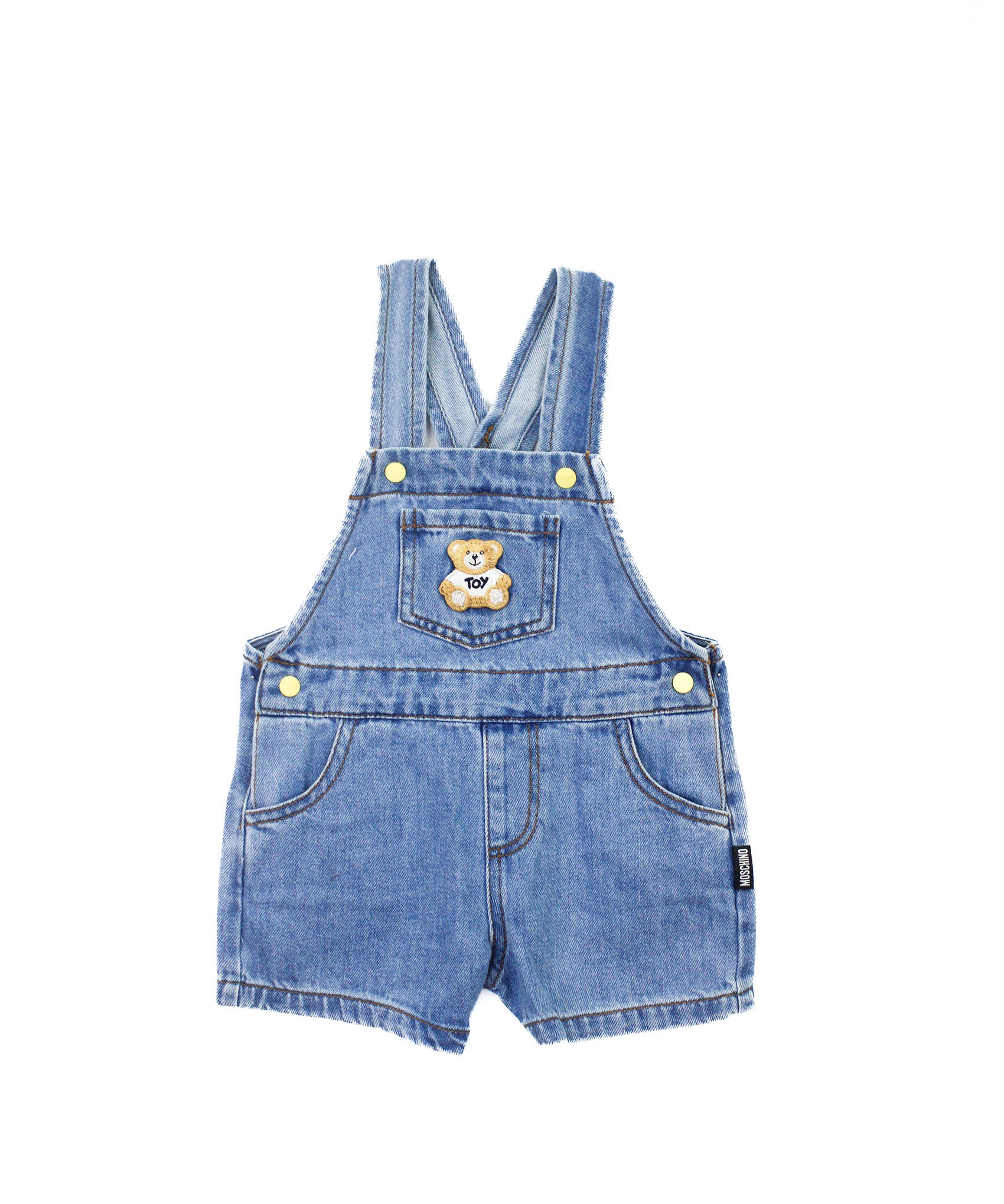 Moschino Kids Salopette in Denim con Teddy per Neonati