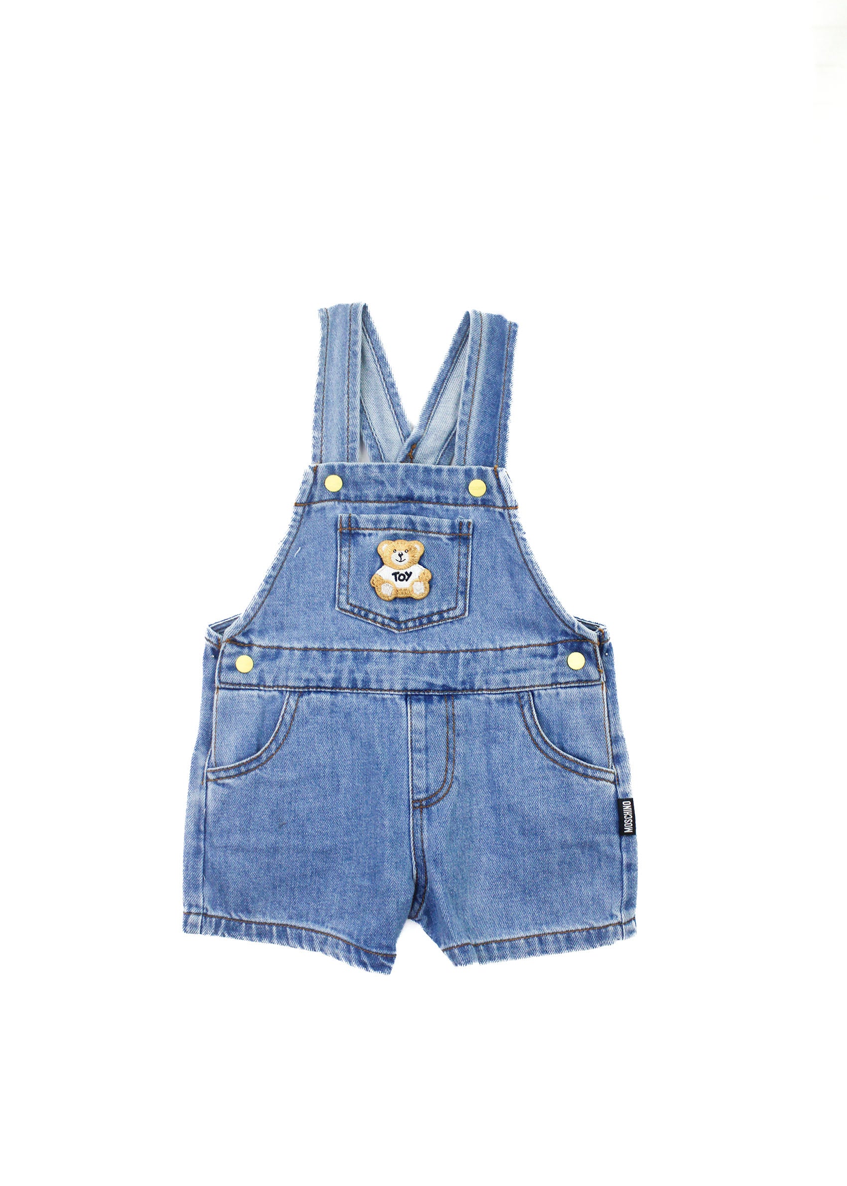 Moschino Kids Salopette in Denim con Teddy per Neonati