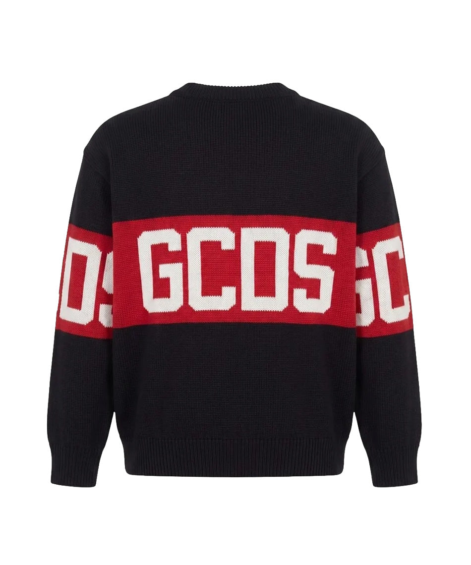 Gcds Kids Maglioncino Girocollo con Banda Rosso Logata per Bambini