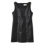 Elisabetta Franchi La Mia Bambina Abito Nero in Eco Pelle per Bambine
