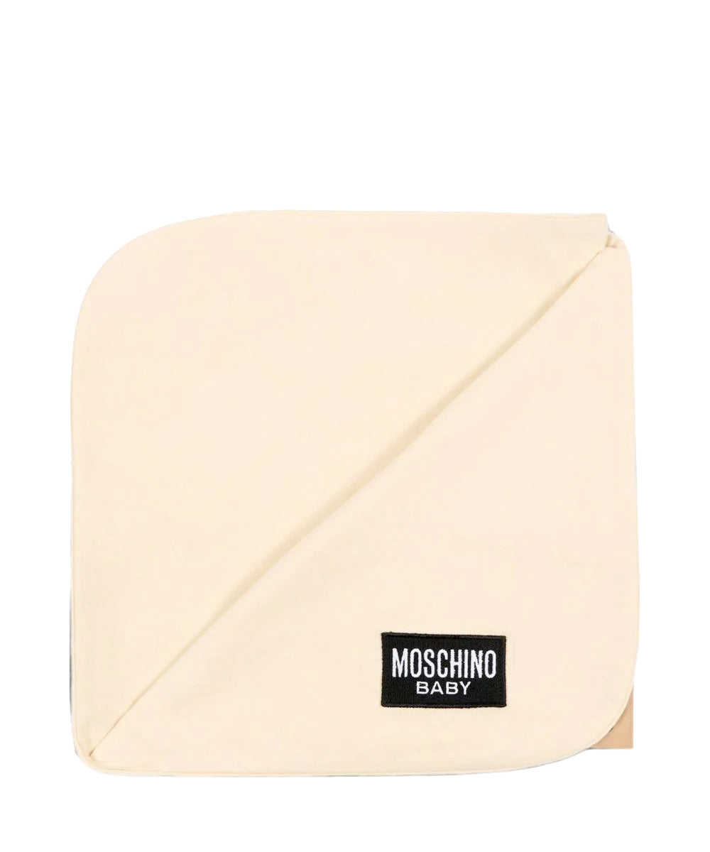 Moschino Kids Copertina Beige in Cotone con Stampa Teddy Bear e Logo Unisex