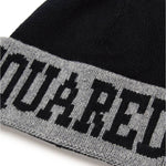 Dsquared2 Kids Cappello Beanie Nero con Logo Jacquard per Bambini (dettaglio)