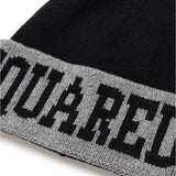 Dsquared2 Kids Cappello Beanie Nero con Logo Jacquard per Bambini (dettaglio)