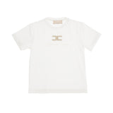 Elisabetta Franchi La Mia Bambina T-Shirt Avorio con Logo Strass per Bambine