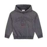 Iceberg Kids Felpa Piombo con Cappuccio con Logo in Rilievo per Bambini